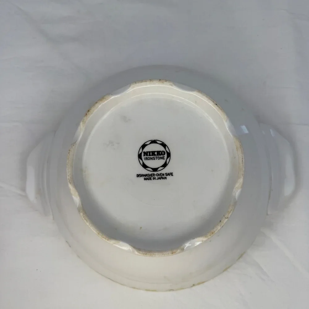 Nikko‎ Ironstone Vintage Yellow Daffodil Floral Serving Bowl with Handles Japan
